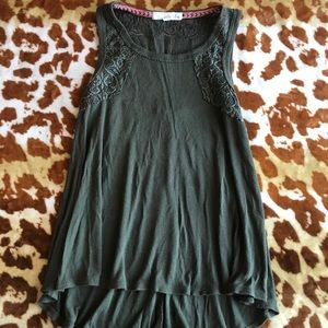 Rewind Back Lace Green Top